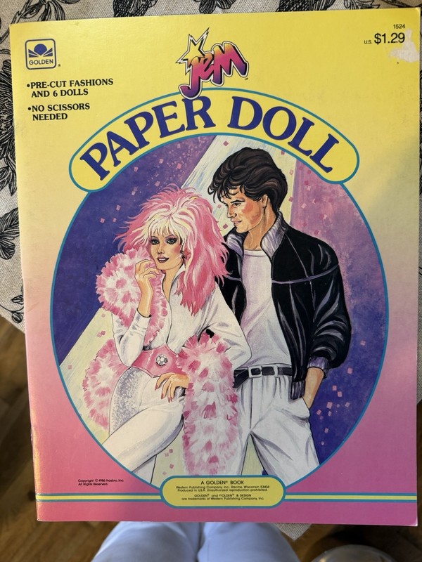 Vintage 1986 Jem And The Halograms Paper Doll Golden Book Fashions Unused 