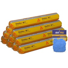 Sikaflex NP1 Aluminum Gray 20oz Polyurethane Sealant with AWF PRO Gloves, One...