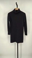 Quince Women Mongolian Cashmere Turtleneck Sweater Dress Black Basic Sleeved S