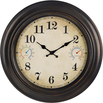 18 Inch Large Outdoor Clock with Thermometer and Hygrometer Combo, Retro Wate...
