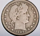 US 1907-S Barber Quarter  in VG Condition / Minted in San Fransico / 90% Silver