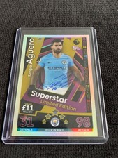Match Attax 2018/19 Aguero OFFICIAL SIGNED AUTOGRAPH Card RARE see description