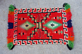 Antique Navajo Germantown? Native American Indian Weaving Rug Blanket 31” x 18”