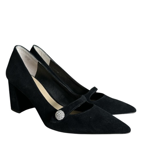 ANN TAYLOR “Essie” Black Suede Mary Jane Block Heel Pumps Size 7M - Picture 2 of 10