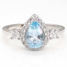 World Class 1.47ctw Swiss Topaz & White Sapphire 925 Sterling Silver Ring Size 7