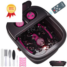 Aqvesane Collapsible Foot Bath, Spa Bath Massager Dark Grey  Rose Pink