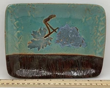 Majolica Style Earthenware Serving Dish Grapes And Leaves Decor