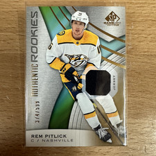 2019-20 SP Game Used Authentic Rookies Gold Jersey Relics Rem Pitlick Rookie RC