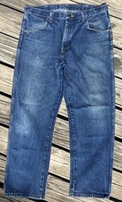Vintage Rustler Straight Leg Denim Distressed Men s Jeans 36x30 Medium Wash VGUC