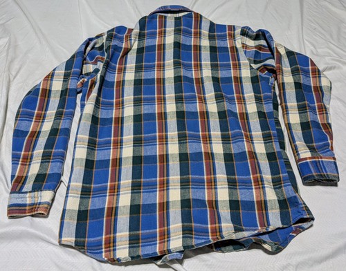 Vintage Big Mac Flannel Men's L Blue White Plaid JC Penney Shirt 80s MADE IN USA - Picture 2 of 16