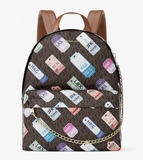 Michael Kors Slater Medium MK Signature Logo Backpack Brown