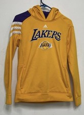 Adidas Yellow Los Angeles LA Lakers Hoodie Sweatshirt - Youth Size Large 14-16 