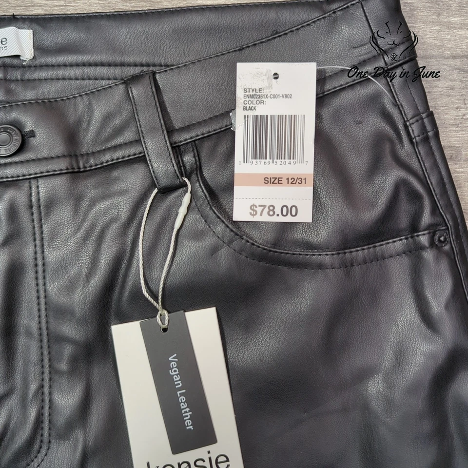 Pantalones de mezclilla Kensie de cuero vegano de pierna recta talla 12 Foto 2 de 4