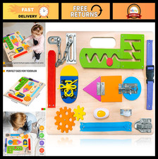 Montessori Busy Board for Toddlers - Wooden Sensory Toy, Fine Motor Skills  Lif