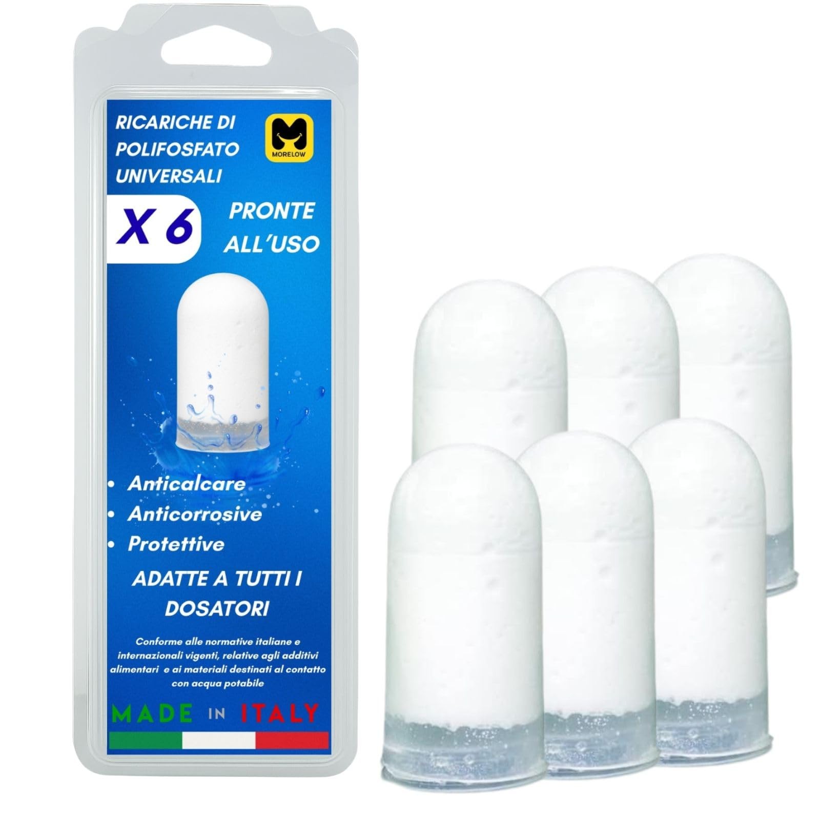 Ricariche Polifosfati Caldaia 6pz - Anticalcare Universale Made in Italy