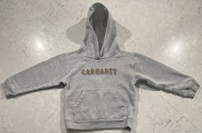 Carhartt Hoodie Youth Boys 6 Gray Fleece Graphic Logo Pullover Sweatshirt Casual
