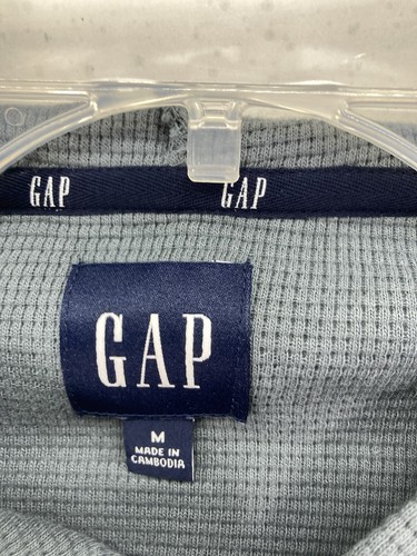 Gap Waffle Henley Hoodie Shirt Men Medium Gray Long Sleeve Pullover Casual NWT - Picture 7 of 14