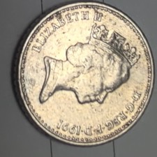 England British UK Penny, coin nowadays, 5 pence 5p,  1991
