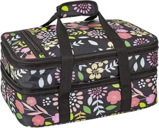 Insulated Casserole Carrier - 16"X11"X8" Food Carrier with Expandable Compartmen