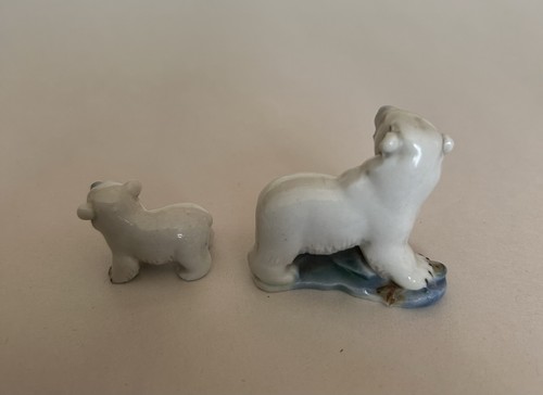 Wade Whimsies Vintage 1950s Porcelain Polar Bear And Cub Figures From Set 6 - Picture 6 of 10