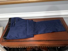 MEN'S NAVY BLUE, WOOL , FLAT-FRONT, DRESS/TUXEDO SLACKS     Size: 36 X 29.5