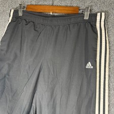 Vintage Adidas Mens Black Track Pants White Stripes Elastic Waist Size M