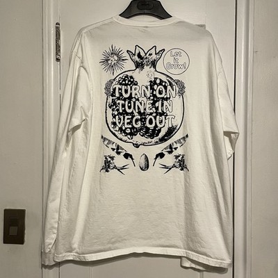 Turn On Tune In Veg Out White T-Shirt 2XL Long Sleeve 100% Cotton Medium Weight