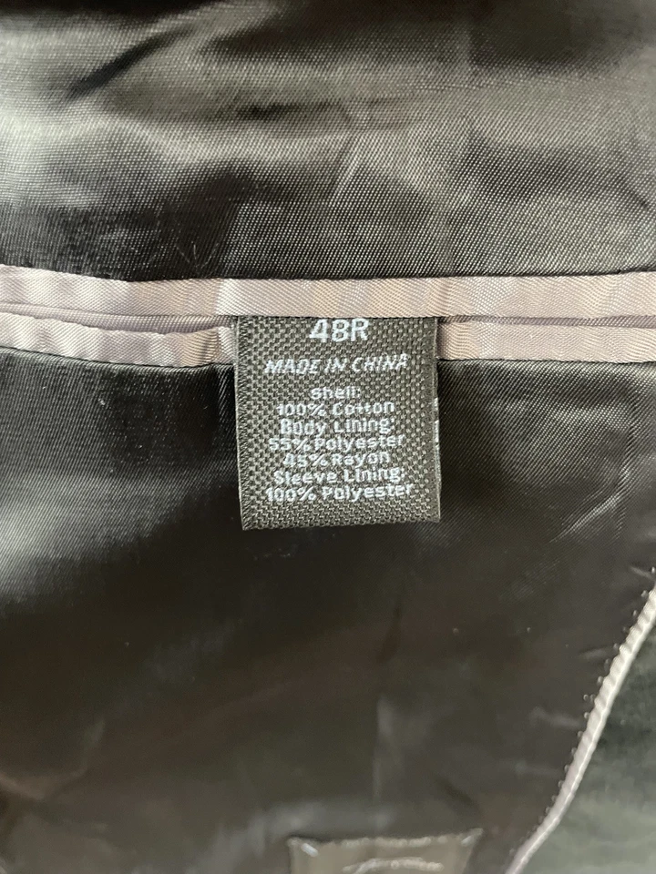 Abrigo Deportivo Marc Anthony Para Hombre 48 R Negro Terciopelo 2 Botones Blazer Chaqueta Informal Foto 3 de 4