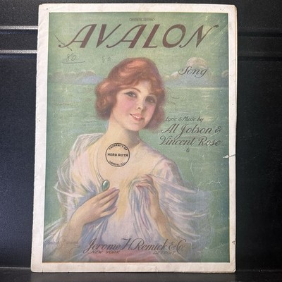 Avalon Piano Voice Sheet Music Al Jolson Vincent Rose 1920 Jerome H Remick