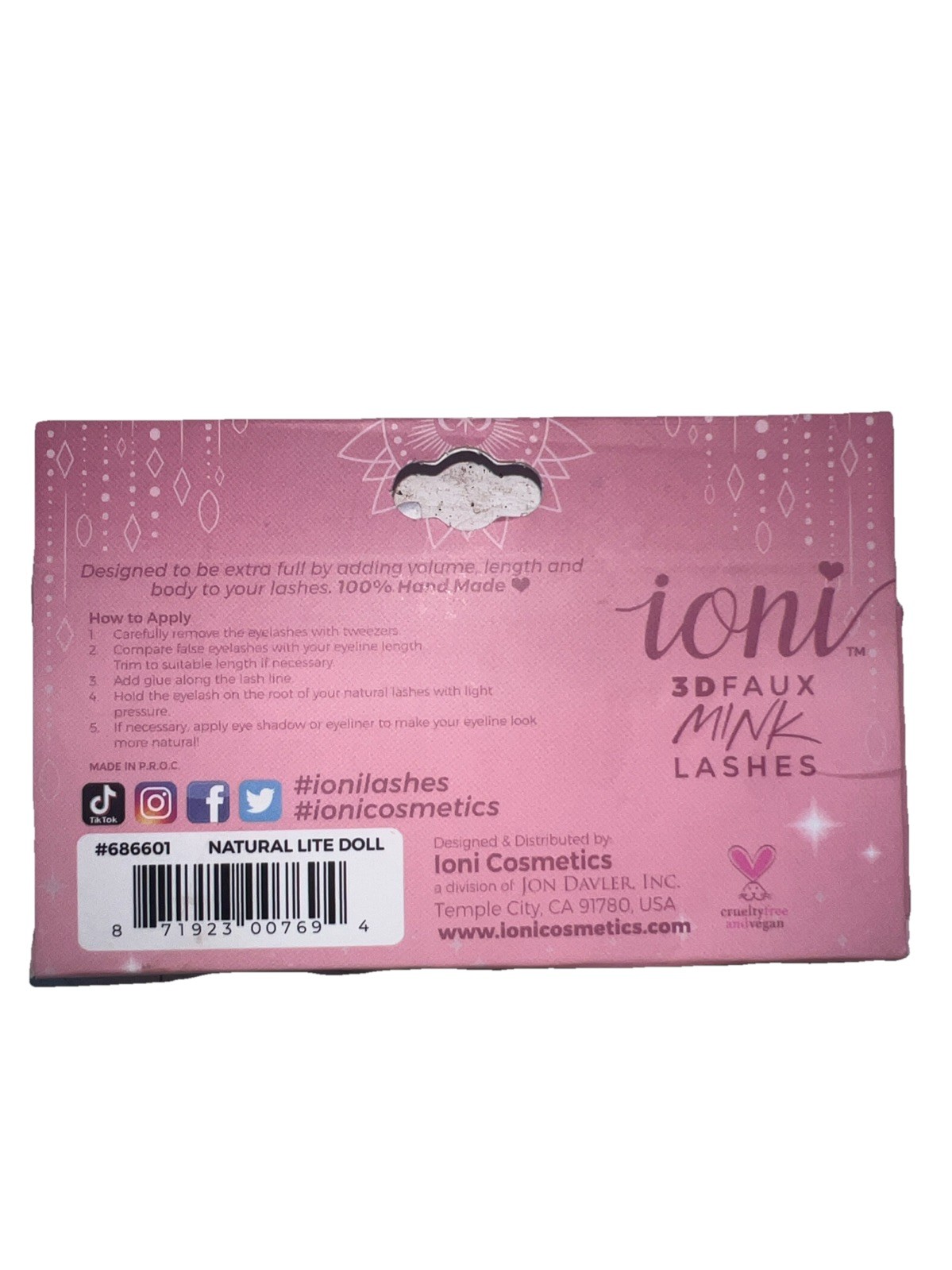 Ioni 3D Faux Mink Lashes Natural Doll Strip Reusable False Eyelash Extensions