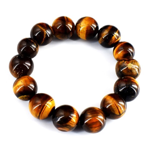 258.Cts Wonderful Tiger Eye Round Shape Stretchable Beaded Bracelet RK 30 E708 - Picture 3 of 3