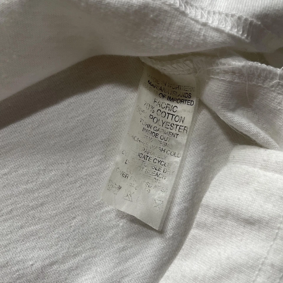 Camisa masculina Mossimo vintage GG branca bronzeada raglan gola V logotipo feita nos EUA surf anos 90 - Imagem 4 de 4