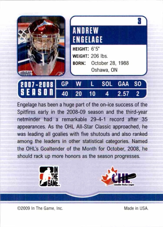2008-09 In The Game Between The Pipes Andrew Engelage #3 - Image 2 of 2