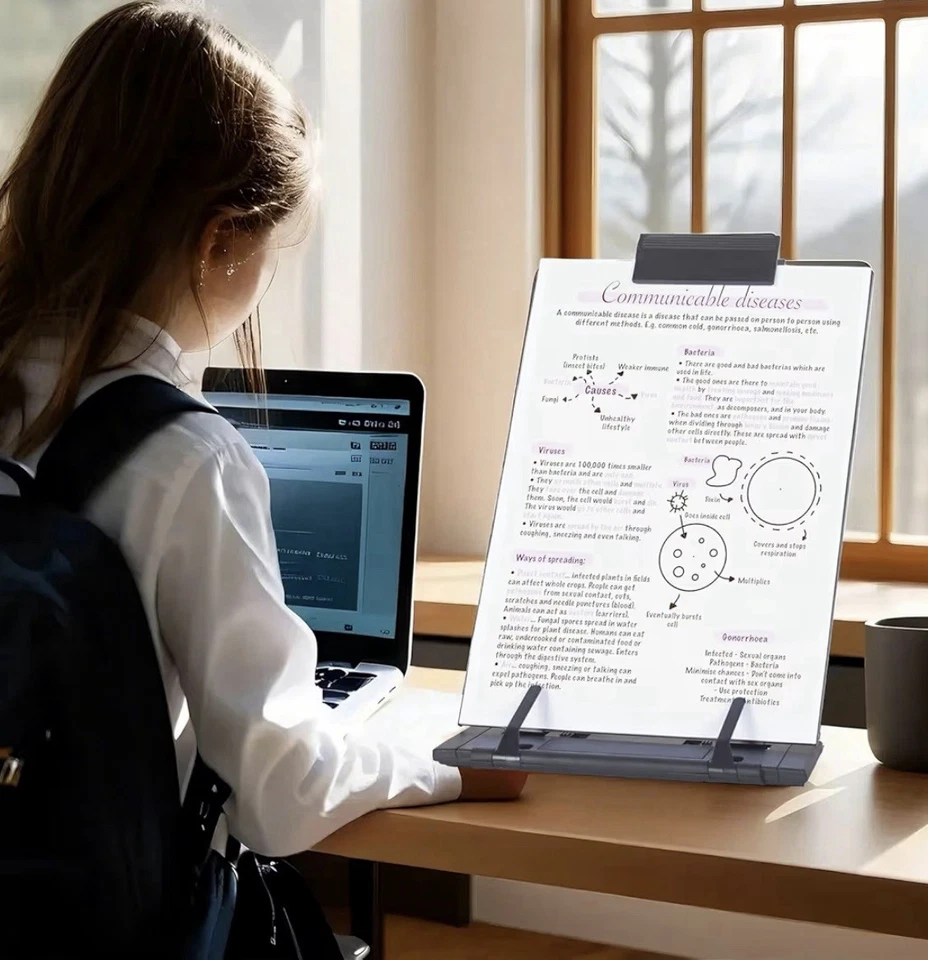 Desktop Document Holder Stand Metal Adjustable 7 Positions Office Reading - Image 4 of 4