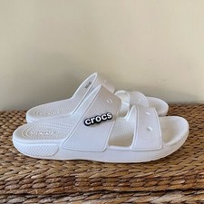Crocs White Slide Sandals Unisex Women  s 11 Men  s 9 Comfort Summer Shoes VGUC