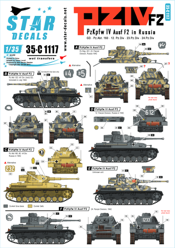 Star Decals 1/35 Panzer Pz.Kpfw.IV F2 in Russia Decal 35C1117 x - Bild 1 von 2