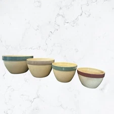 Set of 4 Over and Back Ceramic Pottery Nesting Mixing Bowls Made in Portugal