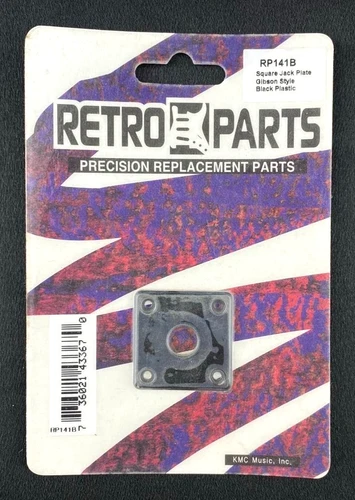 Retro Parts Square Jack Guitar Plate Gibson Style Black Plastic RP141B NEW