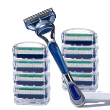 5 layer shaving razor blade 12 carthridges 1 handle smooth & clean shaving