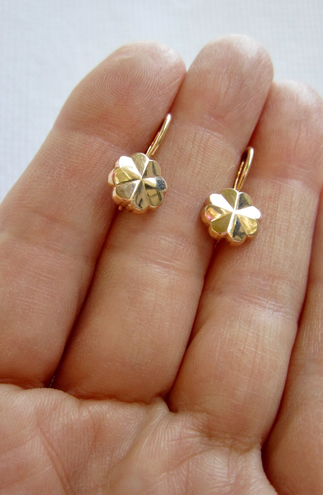 Russian Soviet solid Rose Gold Earrings Shamrock … - image 5