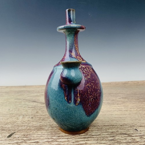 9,4" chinesische antike Porzellan Song Jun Ofen sauber Flasche - Bild 2 von 9