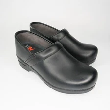 Dansko XP Pull-Up Black Work Duty Leather Stapled Clog Shoe Size 40 US 9.5