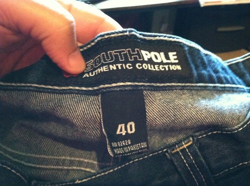 Pantaloncini South Pole uomo 40 bermuda larghi lavaggio scuro denim 14" cucitura difetto - Foto 6 di 7