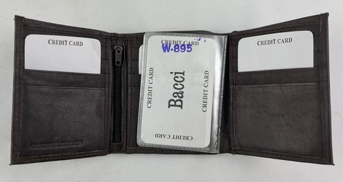 Bacci Men's Tri-Fold Wallet, Genuine Leather, Brand New in Box, Brown, W-895 - Picture 8 of 9