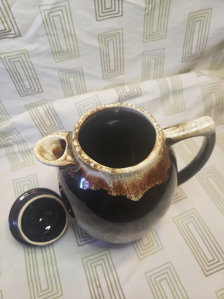 MCM PFALTZGRAFF Brown drip glaze coffee pitcher and lid 303 - Image 4 of 4