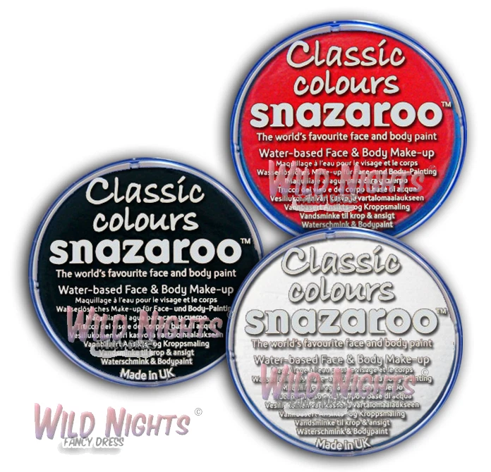 Snazaroo Face Paint Multi Pack White Black Red 18ml Pick and Mix