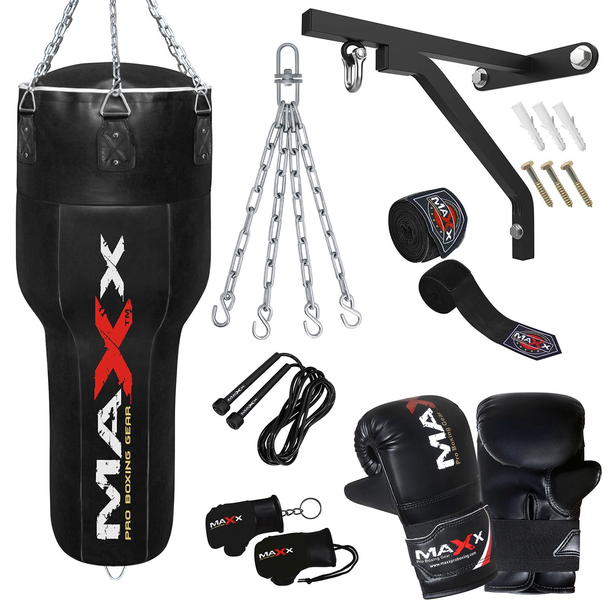 Maxx 4FT uppercut punch bag, body bag angled boxing bag Set heavy filled bag