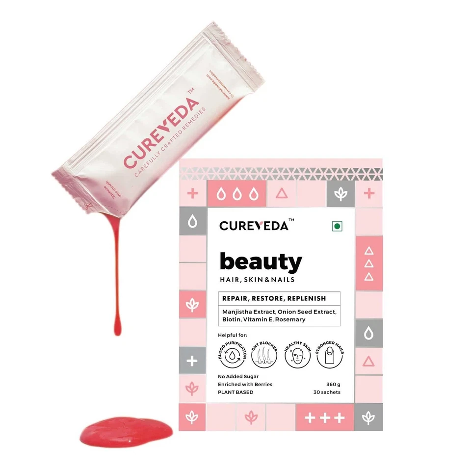 Cureveda Beauty supplement for Hair, Skin and Nails For Women : 30 Sachets - Image 4 of 4