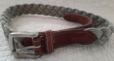 Vineyard Vines Mens Distressed Braided Rope Belt Brown Leather Sz