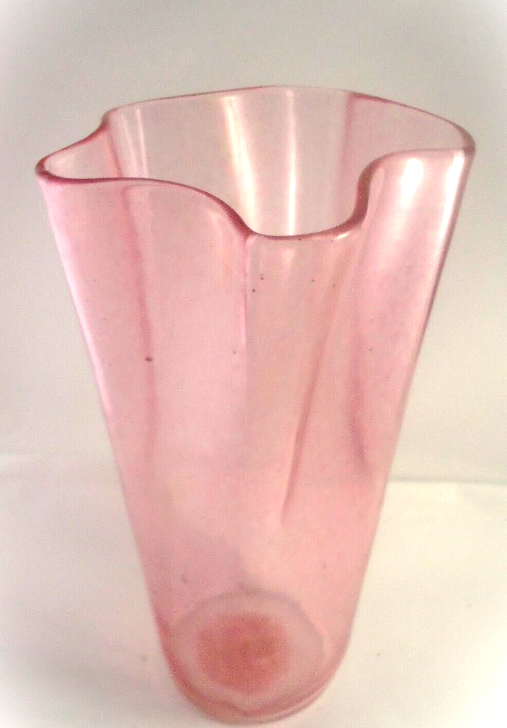 Avem Murano Zecchin Gold Veil thin Hanky Clear Glass Vase Dusty Rose 10